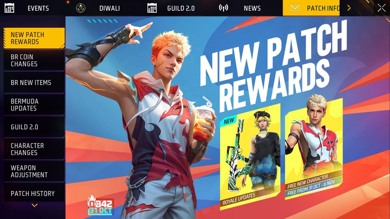 Players will be able to receive multiple free rewards as part of the patch (Image via Garena)