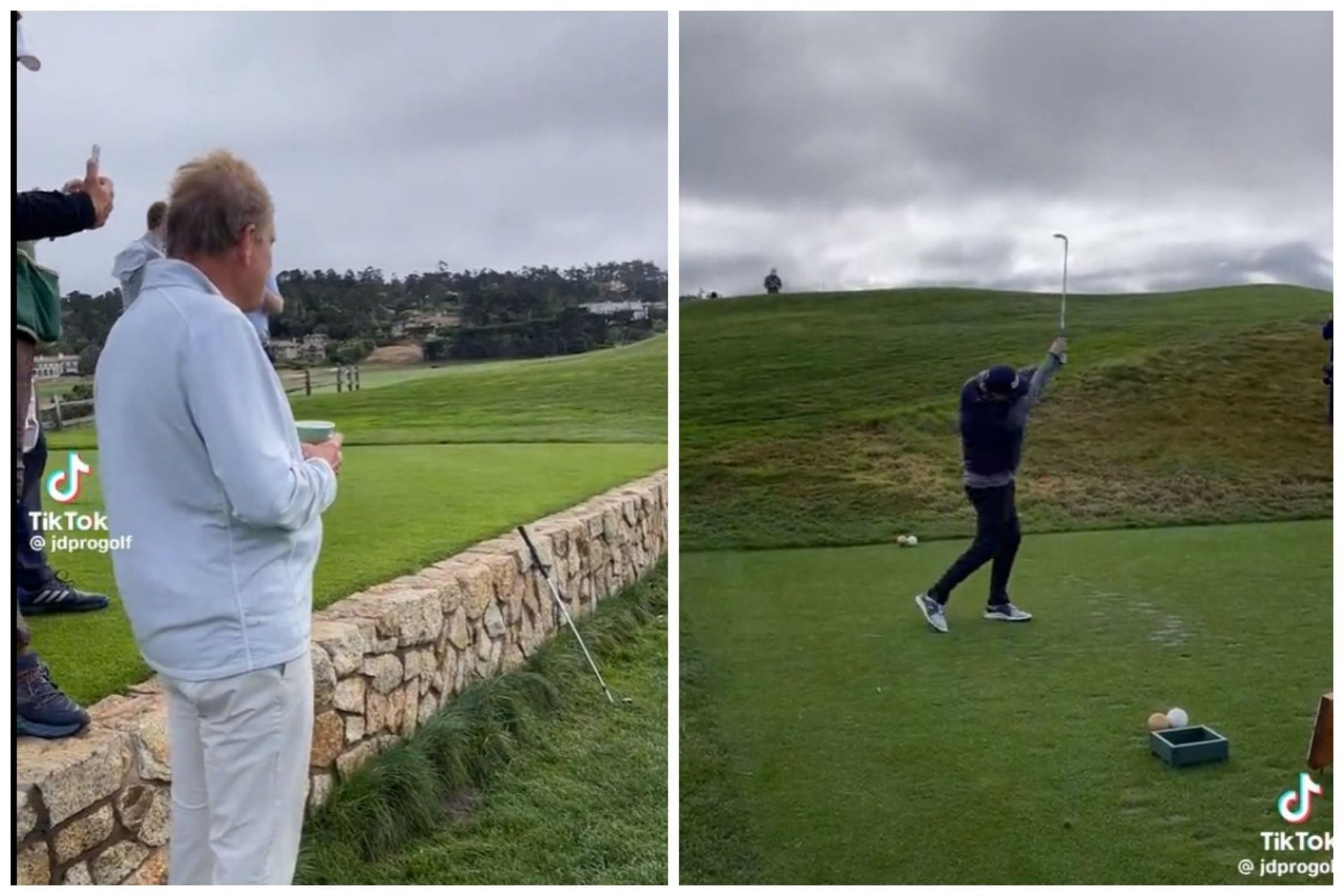 Jim Nantz does a play-by-play commentary for the random stranger at Pebble Beach Golf Links (Image via TikTok.com/jdprogolf)