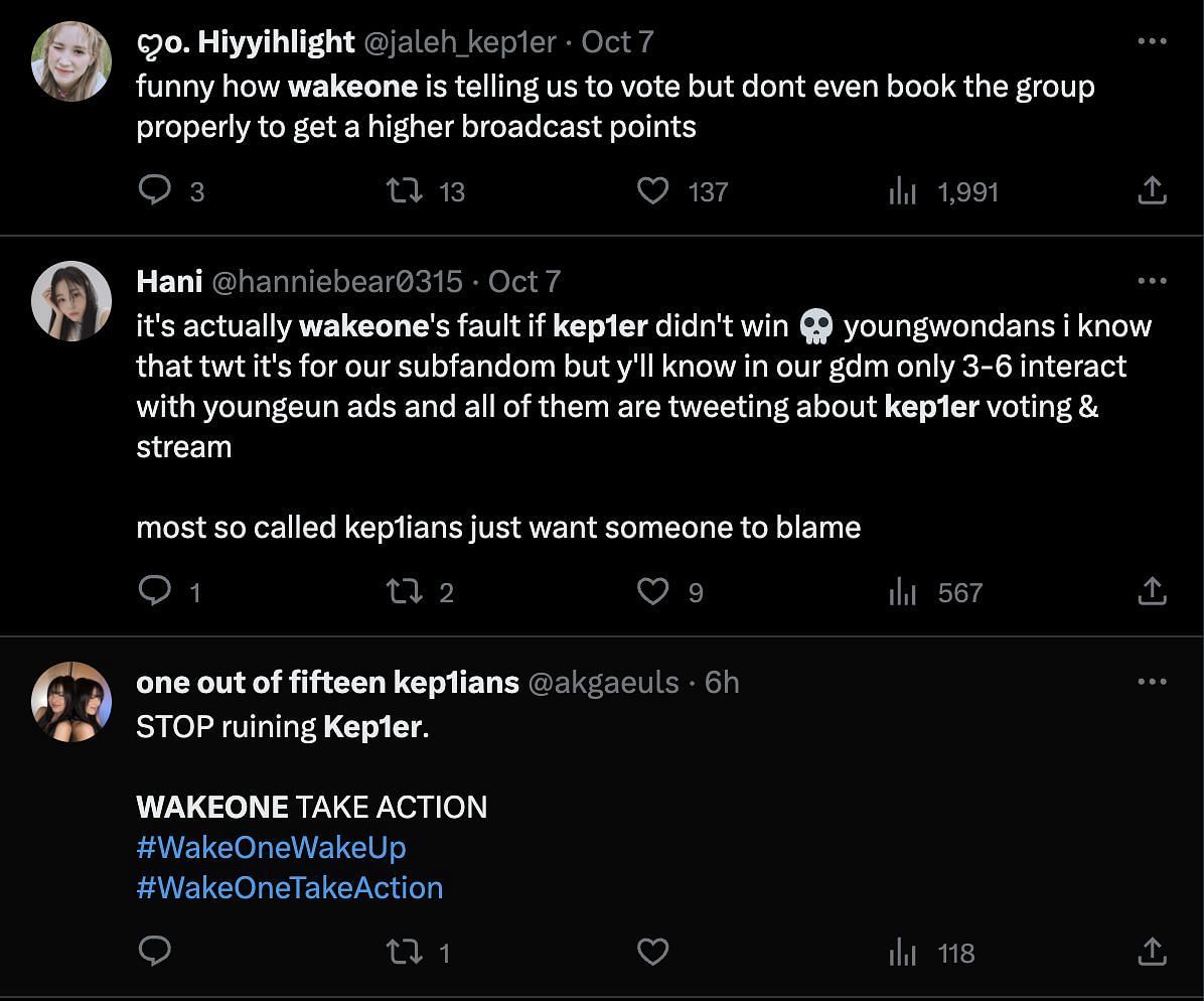 Fans&#039; react to WAKEONE&#039;s poor management (Image via X)