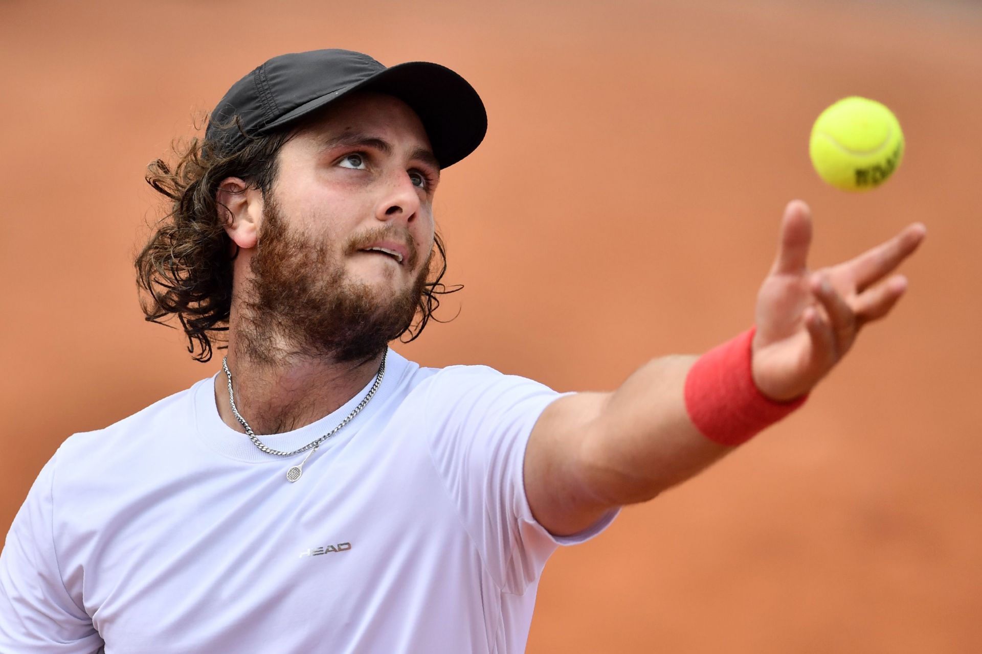 Marco Trungelliti prepares to serve