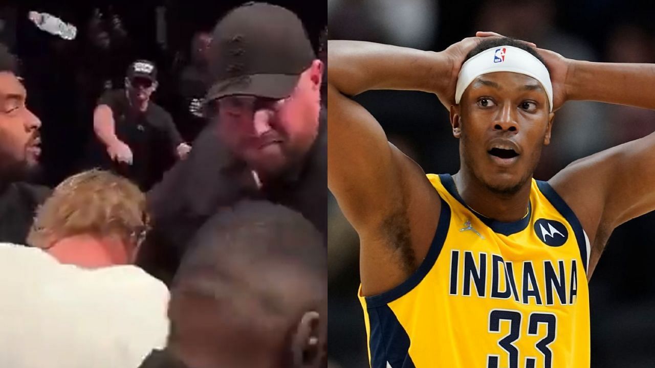 Myles Turner was fascinated with the bottle throw during the altercation between Logan Paul and Dillon Danis