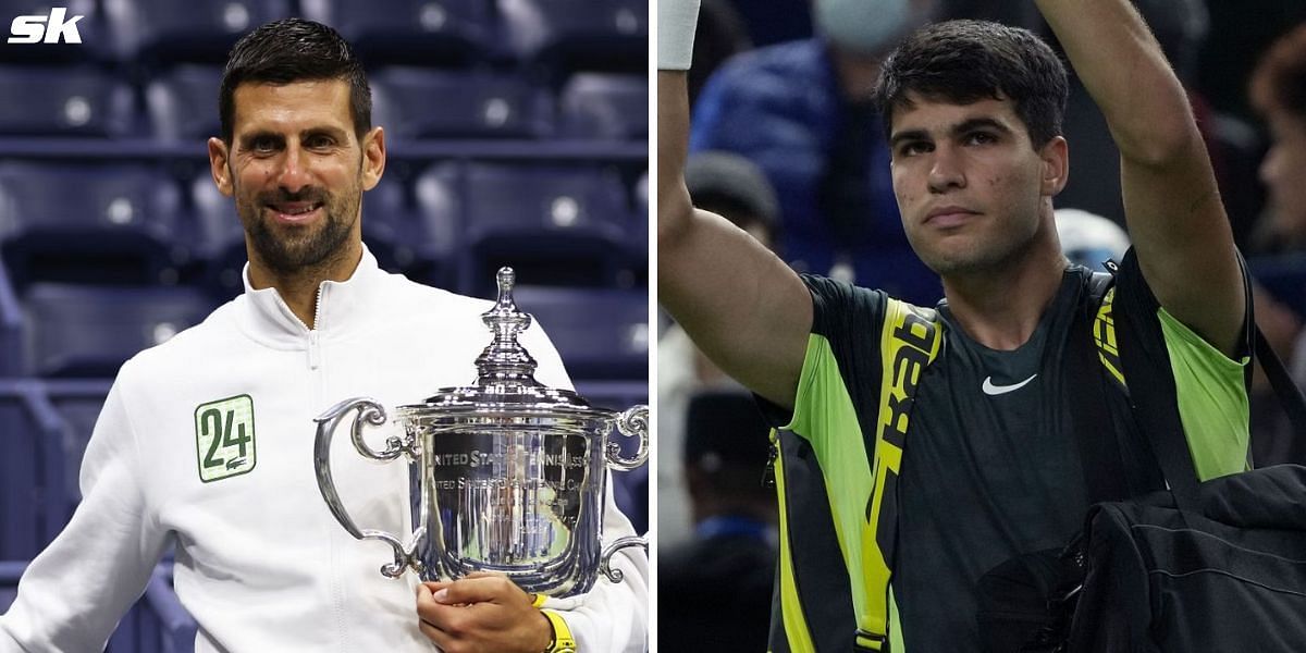 Novak Djokovic (L) and Carlos Alcaraz (R)