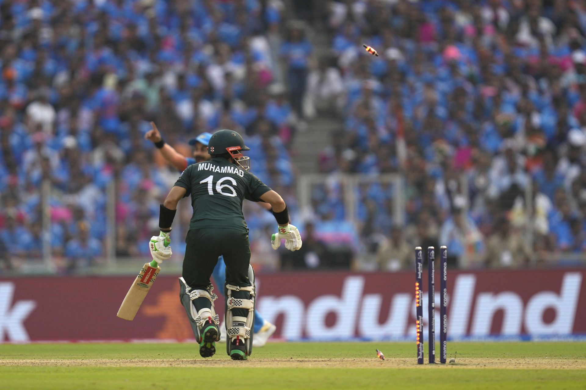 Mohammad Rizwan looks back after being bowled. (Pic: AP)
