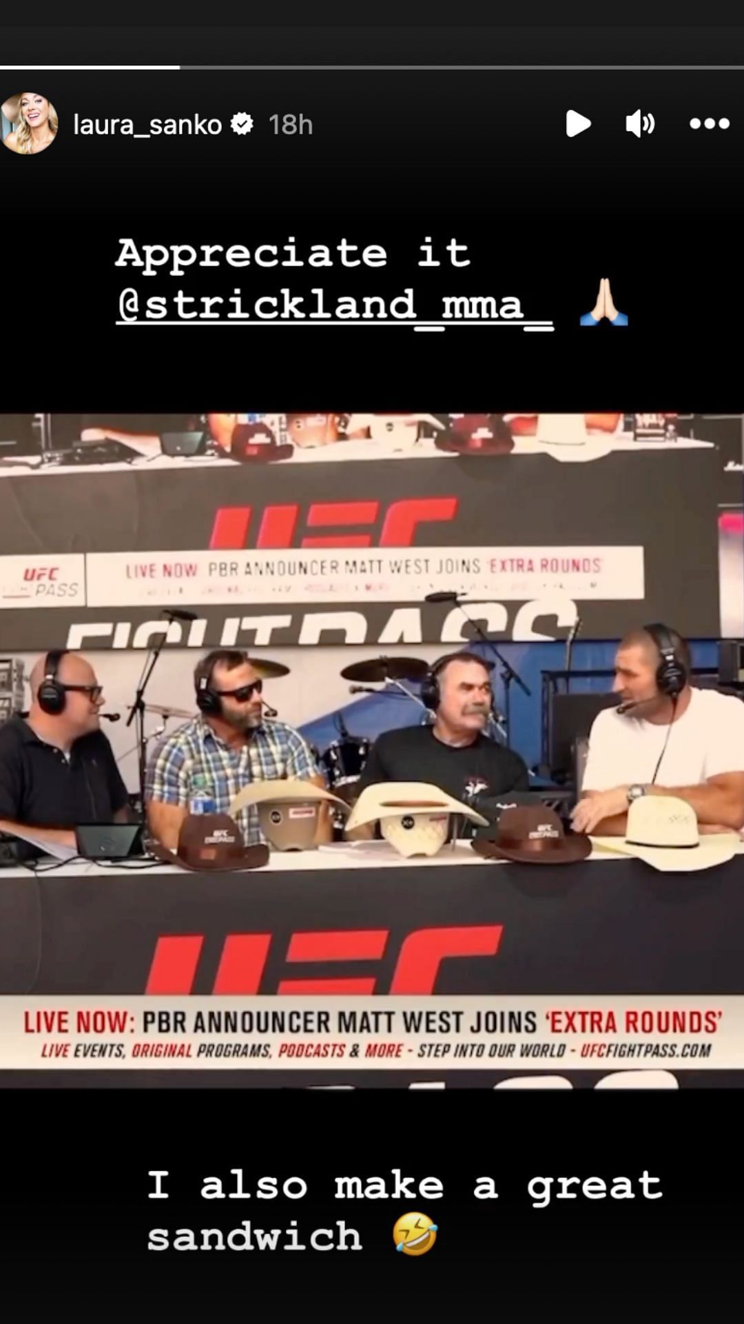 Laura Sanko thanks Sean Strickland for his praise on Instagram