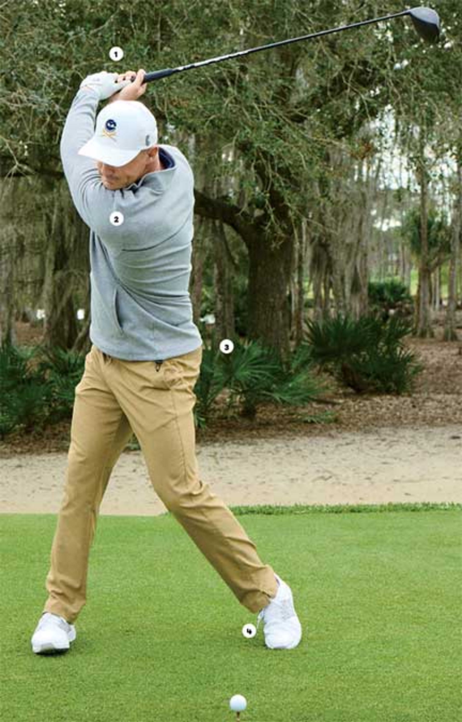 Bryson DeChambeau hits a drive shot (Image via Michael Schwartz for Golf.com).