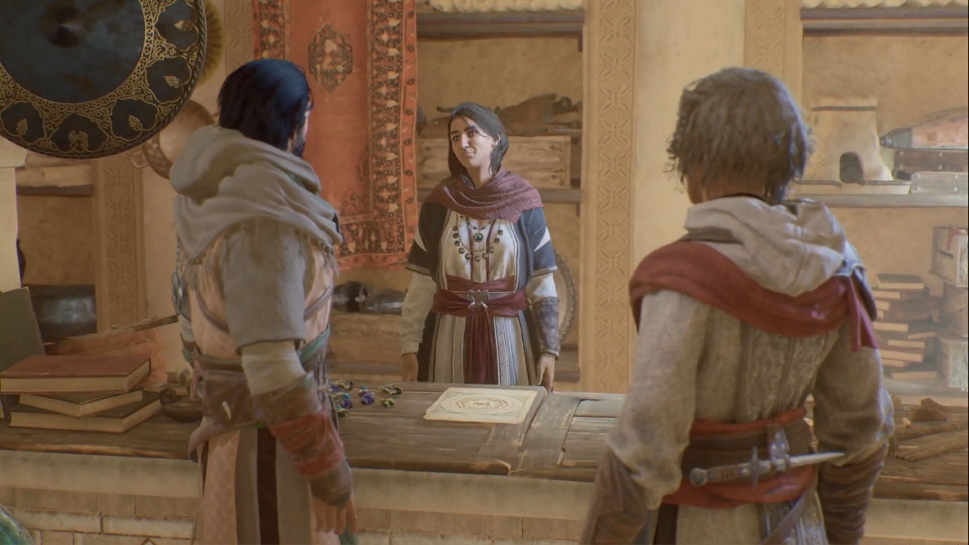 Enjoy this cutscene of verbal sparring and the state of the Karkh Region. (Image via Ubisoft)