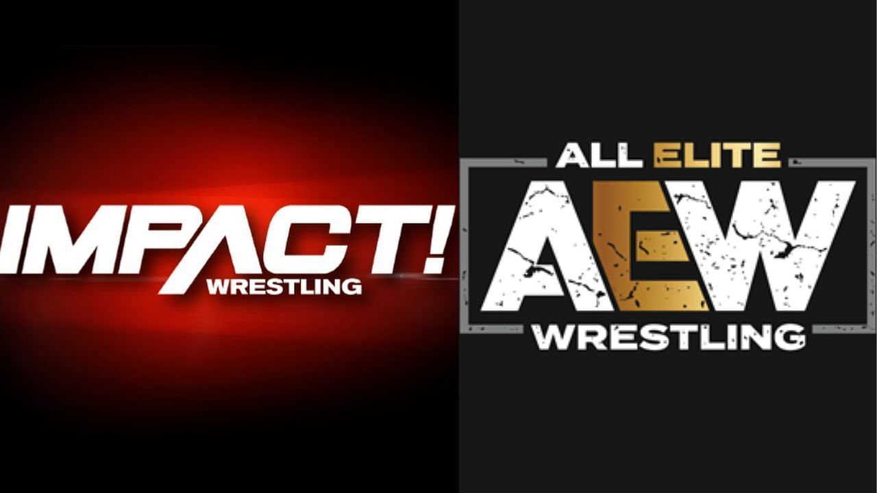 Impact Wrestling logo (left) and AEW logo (right)