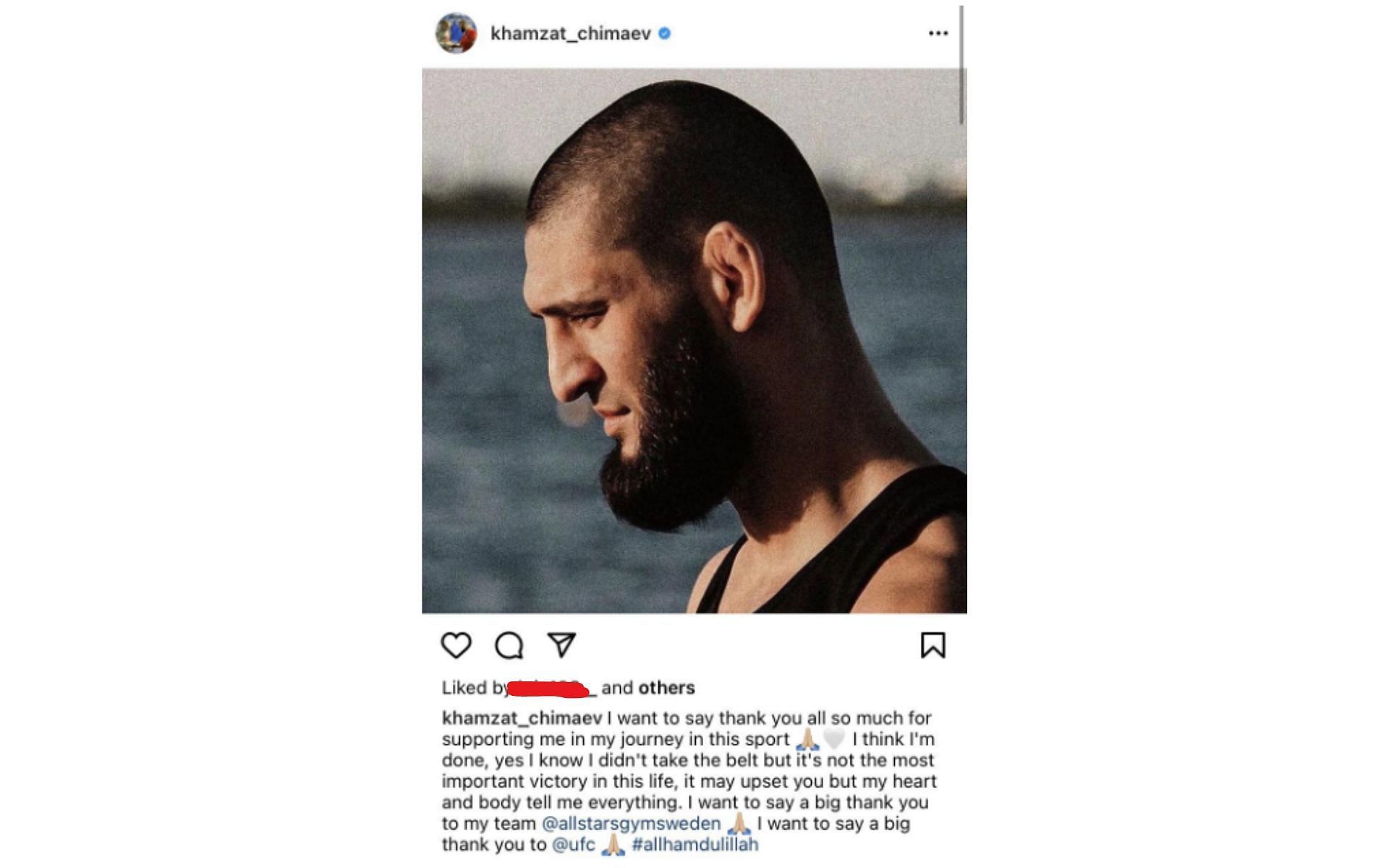 Instagram post regarding retirement.