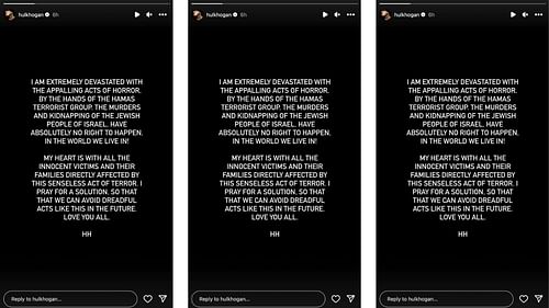 Hogan shares a message on his Instagram story