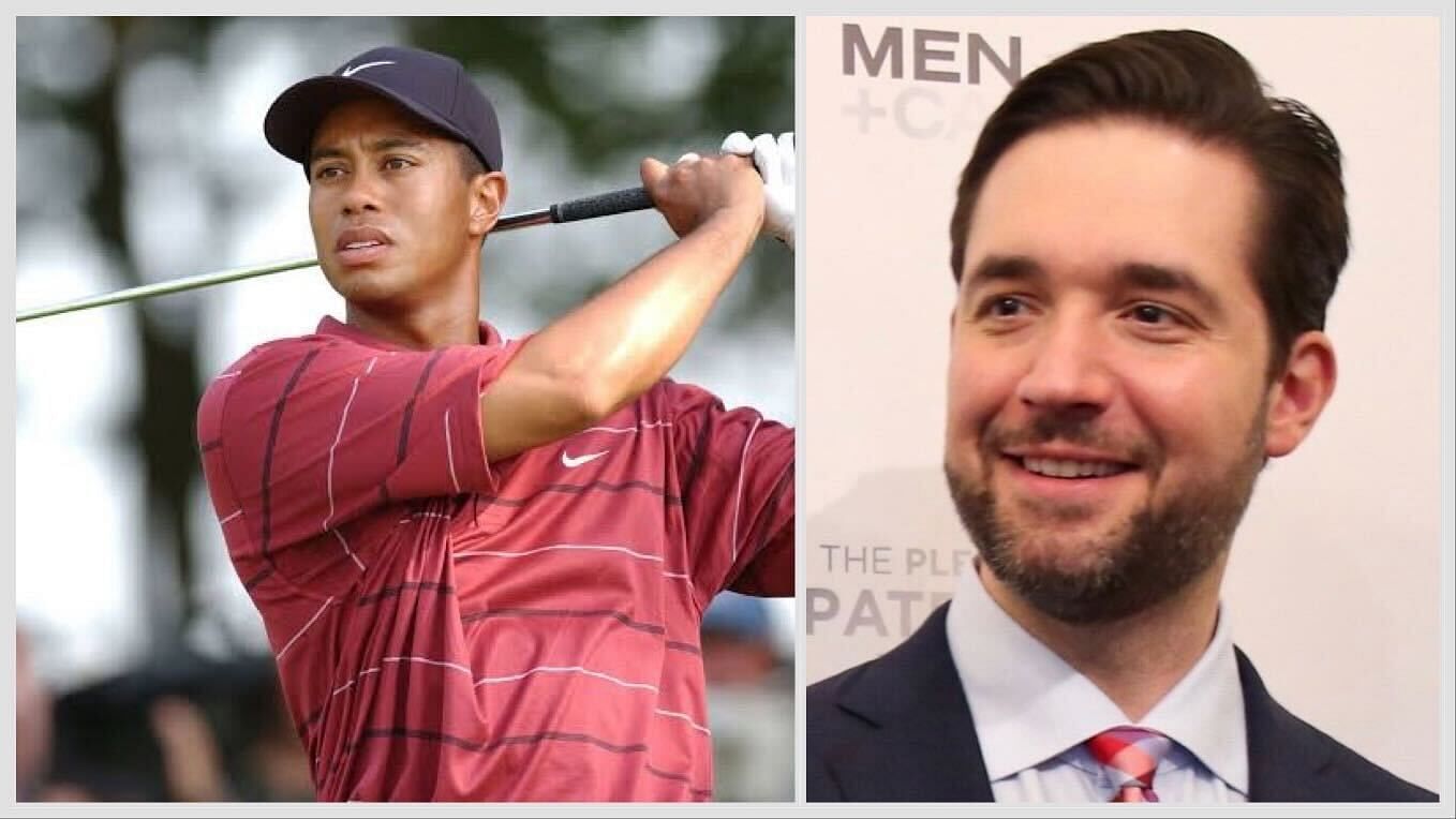Tiger Woods (L) and Alexis Ohanian (R)
