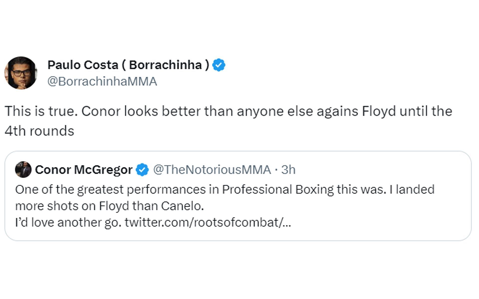 Paulo Costa&#039;s response to McGregor&#039;s post