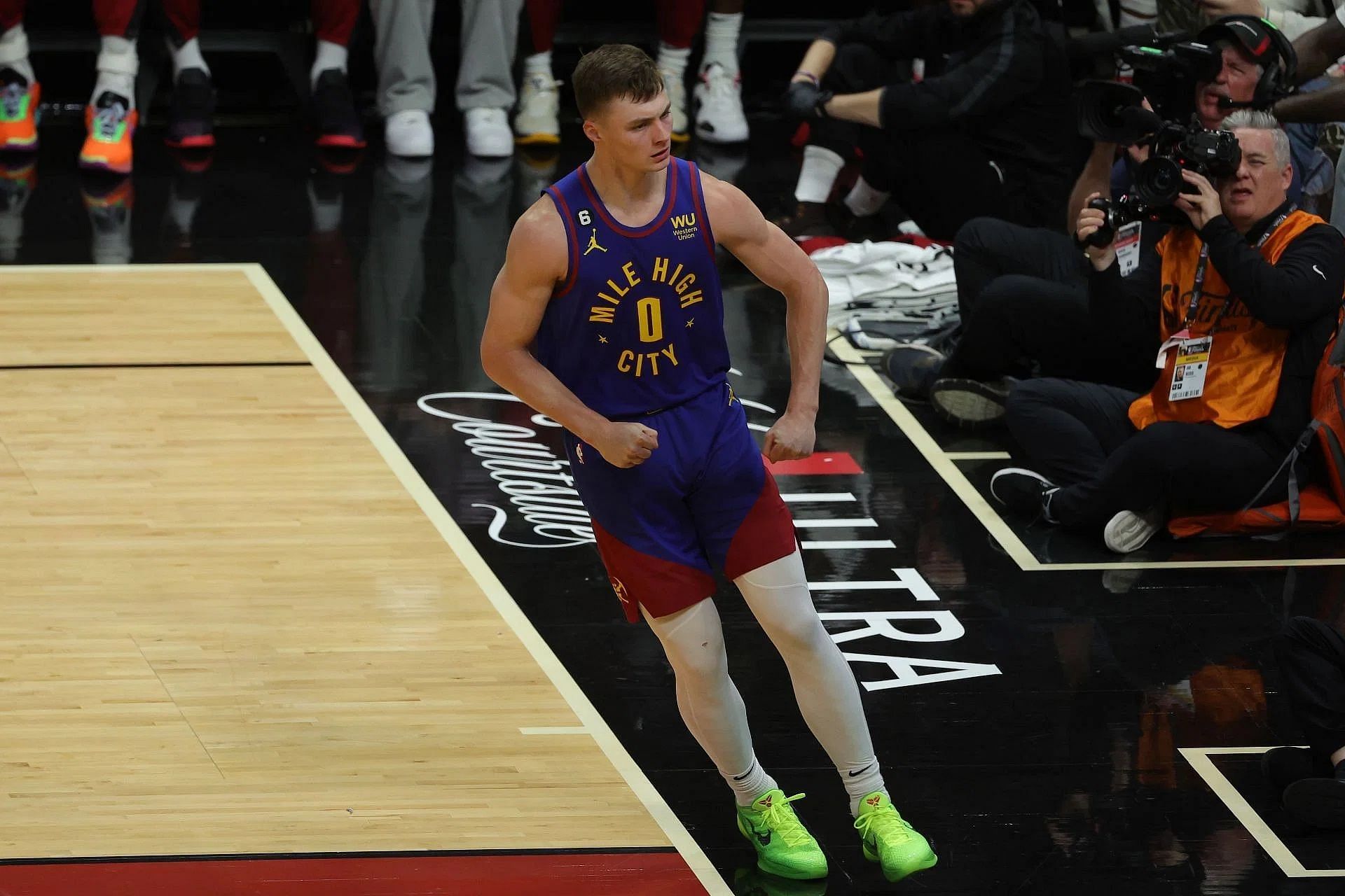 Second-year player Christian Braun provided one of the highlight plays in the opening half of the Denver Nuggets-Los Angeles Lakers season-opener.