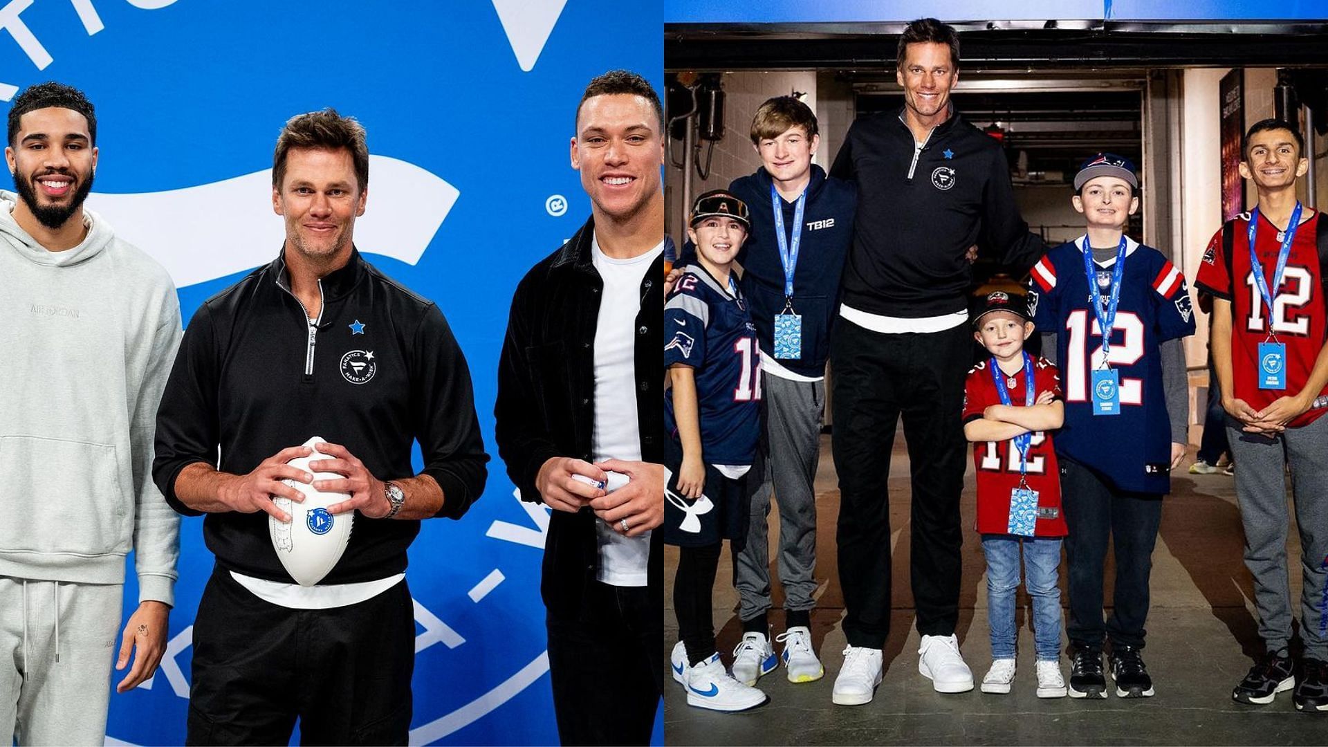 Tom Brady with Jason Tatum, Aaron Judge, and some young benefactors at the Fanatics/Make-A-Wish partnership launch (via Instagram)