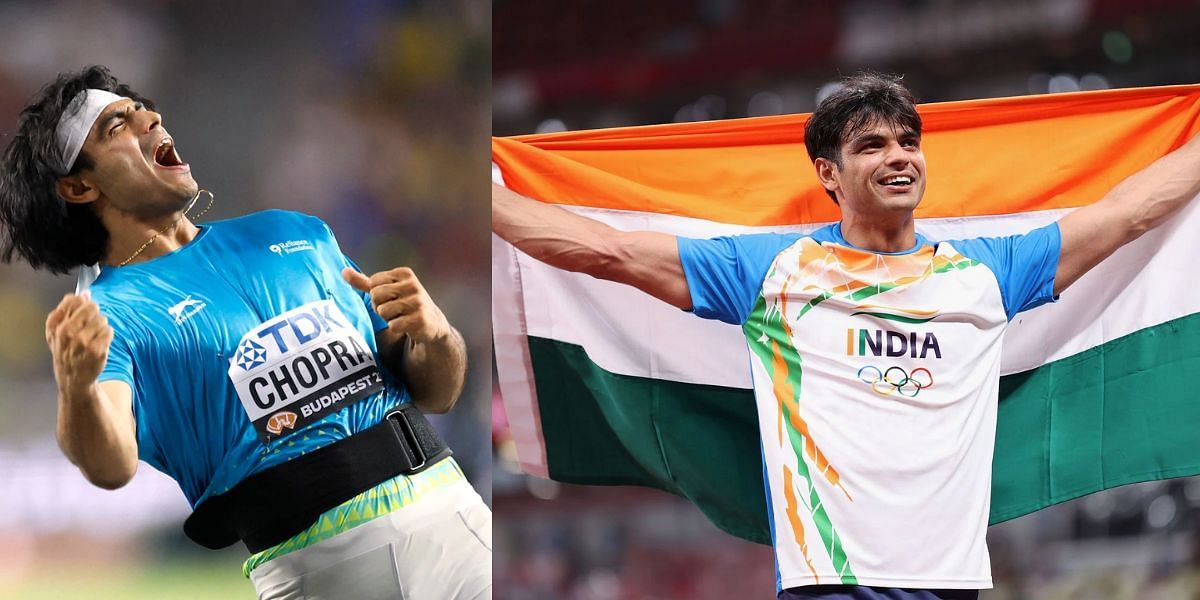 Neeraj Chopra flying high in Indian Tricolor (PC: Sportskeeda)