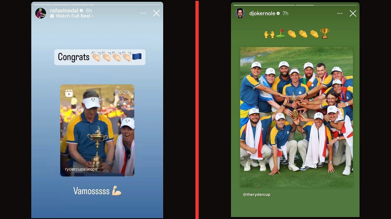 Screengrab from Rafael Nadal and Novak Djokovic's Instagram posts