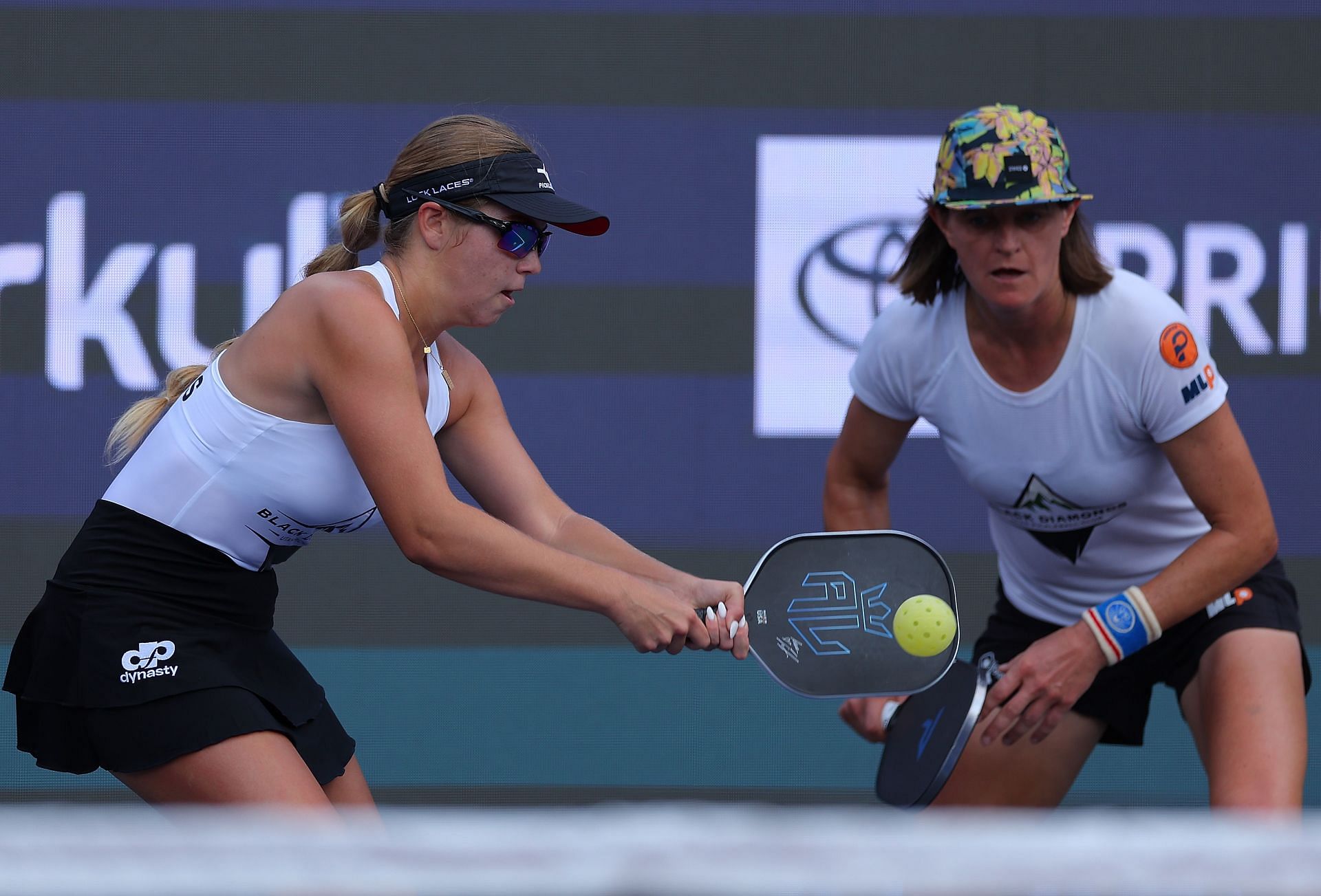 Anna Leigh Waters &amp; Irina Tereschenko of Utah Black Diamonds in action: Major League Pickleball, Atlanta