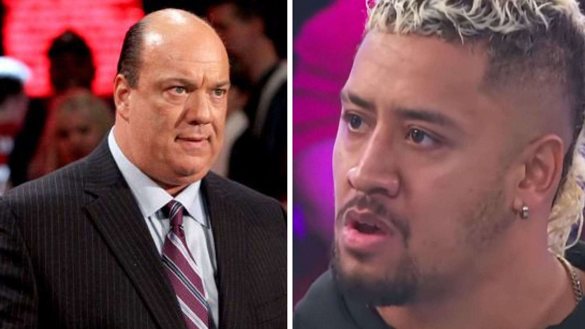 Paul Heyman on the left and Solo Sikoa on the right