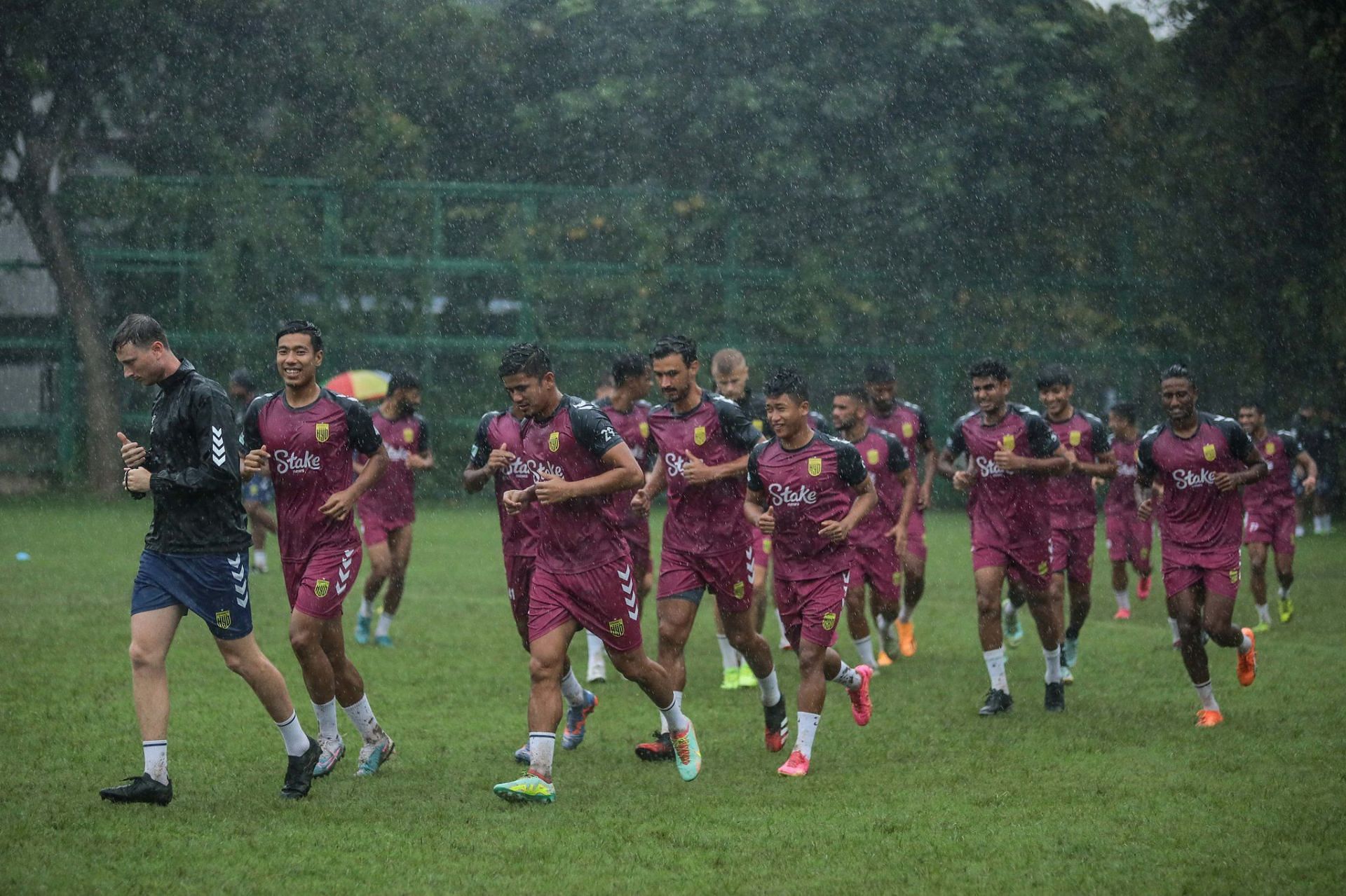 Hyderabad FC players training ahead of their clash against Jamshedpur FC. (Image Courtesy: HFC Media)