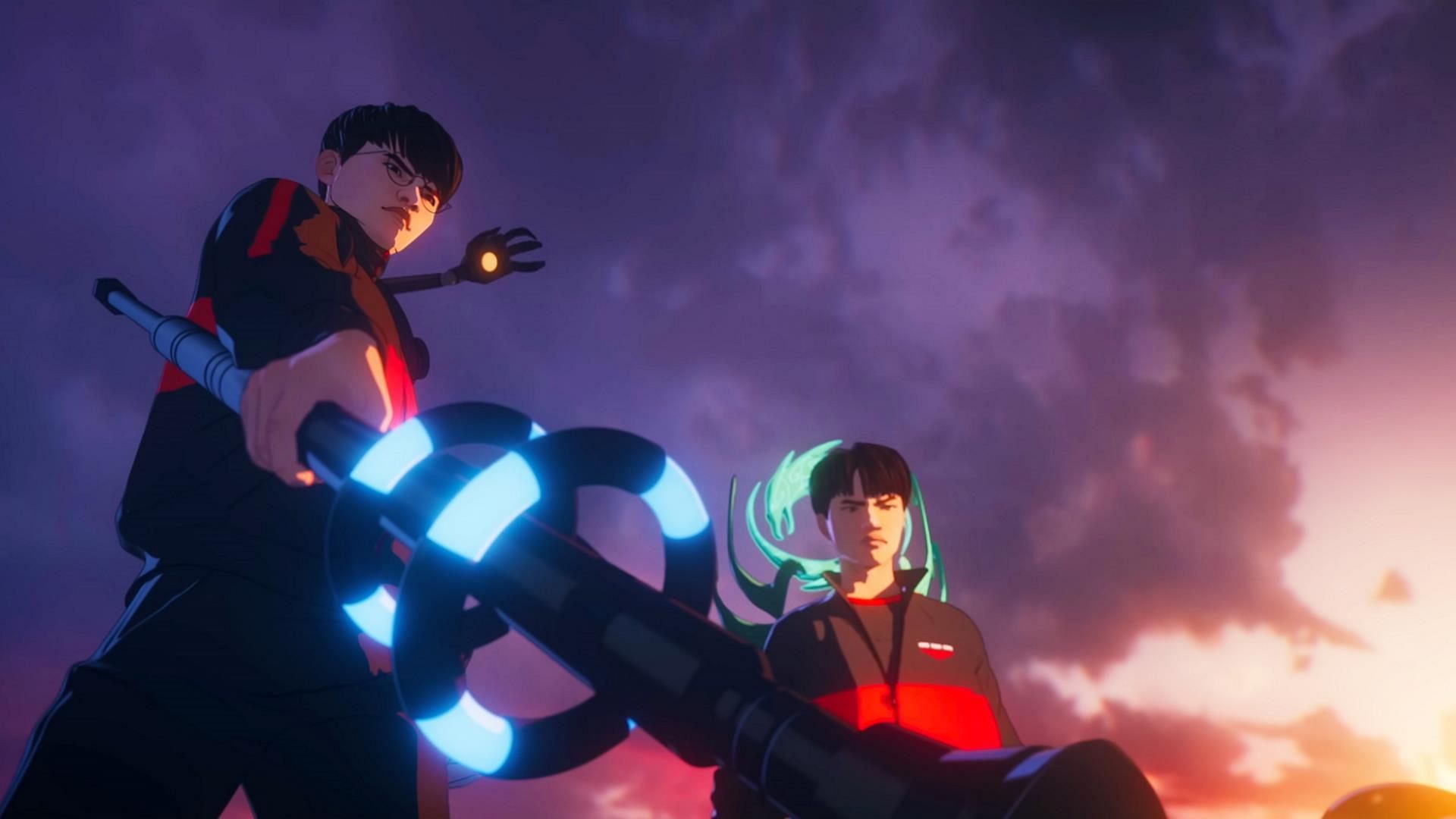 Faker and Keria in League of Legends Worlds 2023 music video (Image via Riot Games)