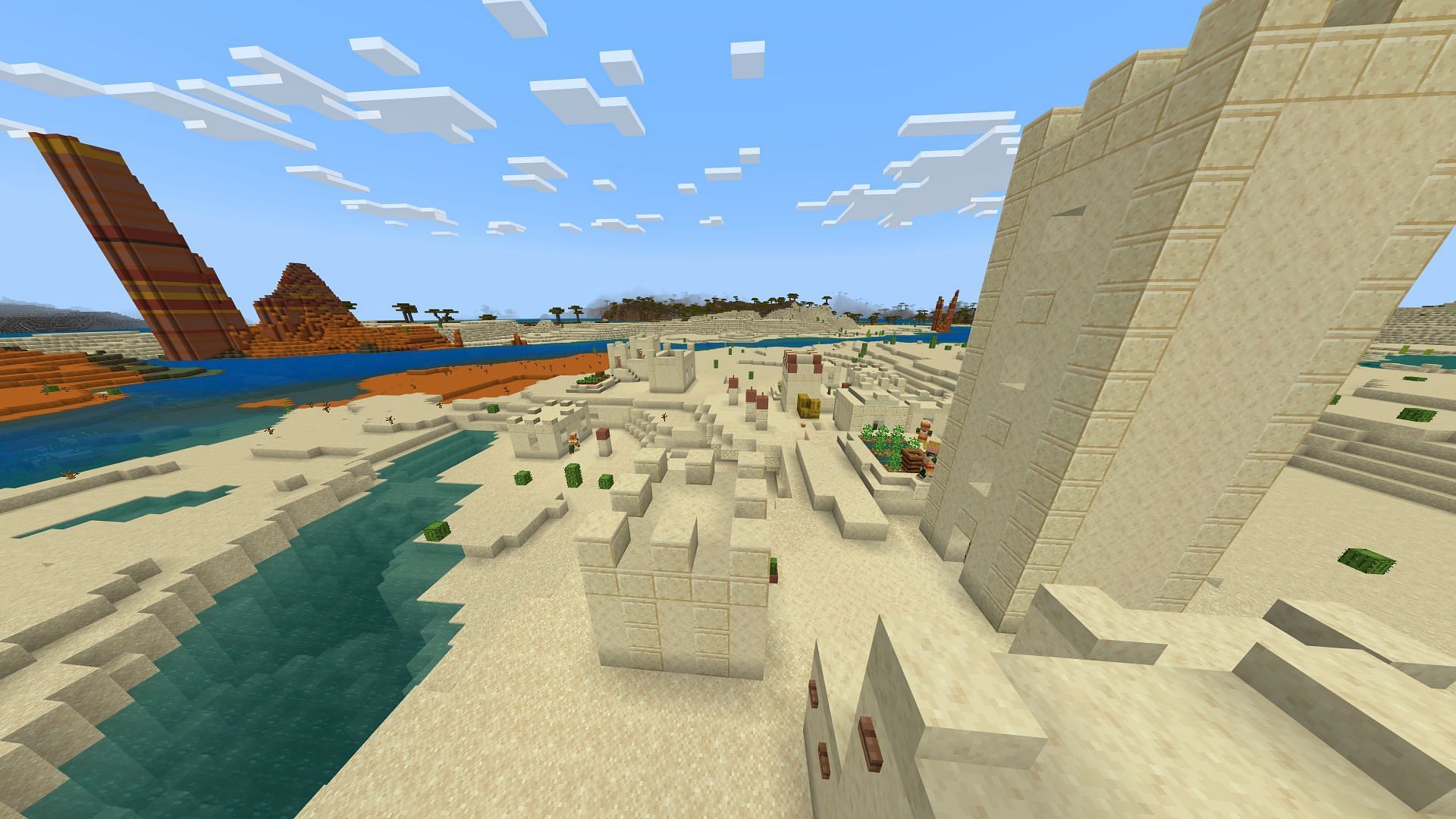Деревня с пустынным колодцем - это только начало в этом сиде Minecraft (Изображение взято с Mojang)