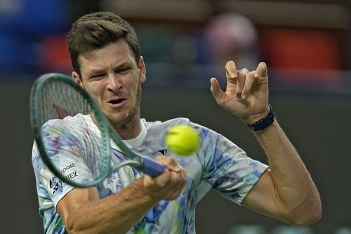 Hurzacz in action at the Shanghai Masters