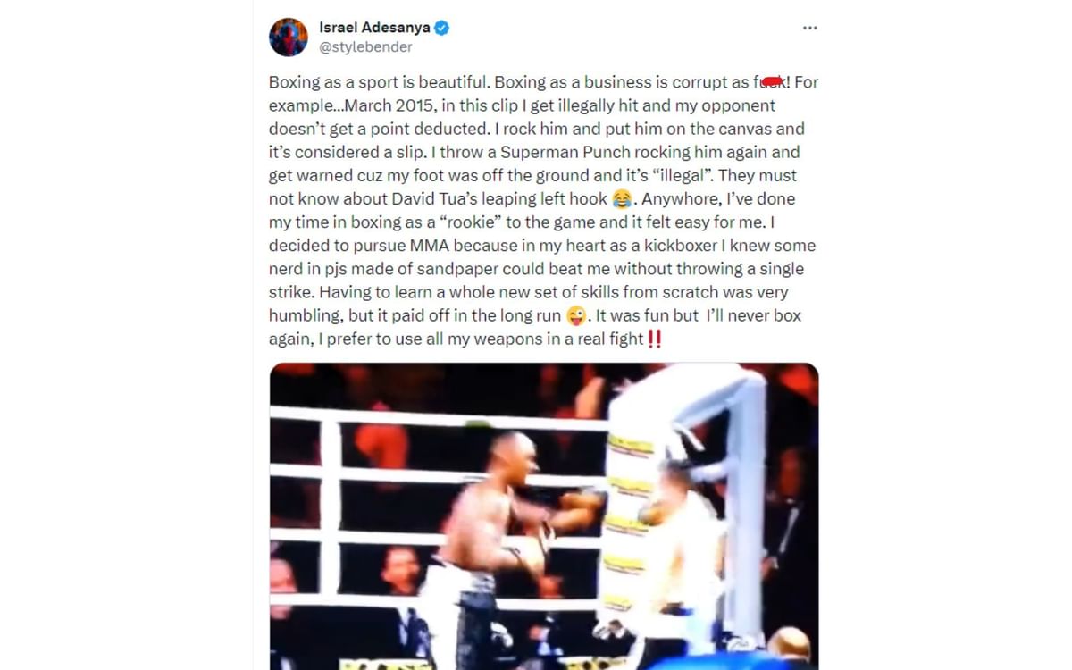 Superman punch boxing Israel Adesanya shares video evidence of