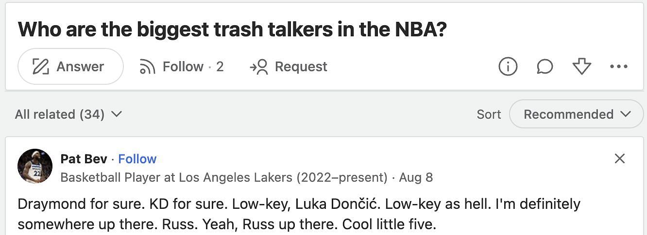 Patrick Beverley replied to the question on Quora.com