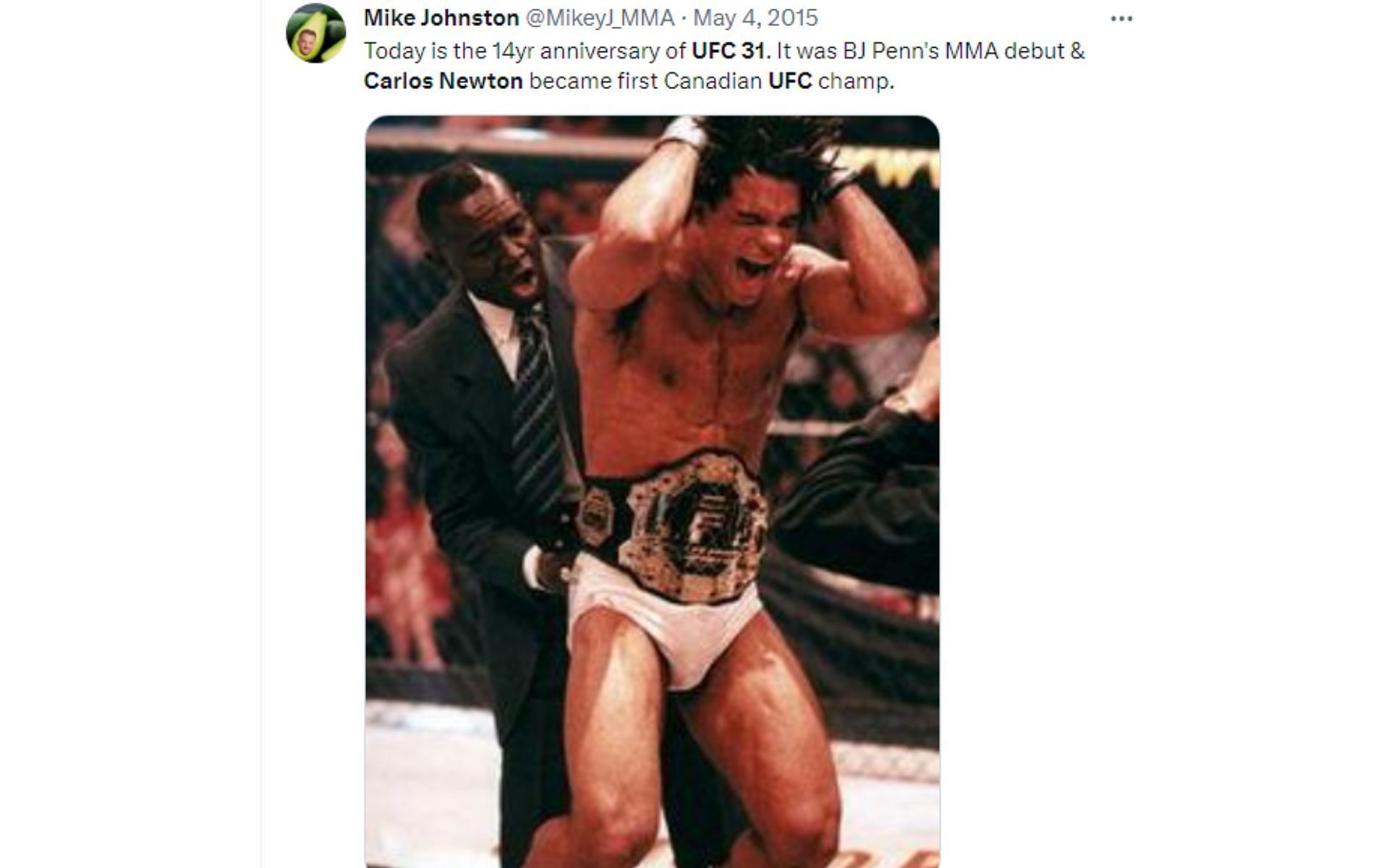 Tweet regarding UFC 31