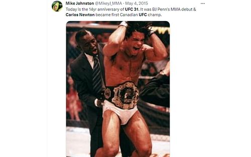 Tweet regarding UFC 31