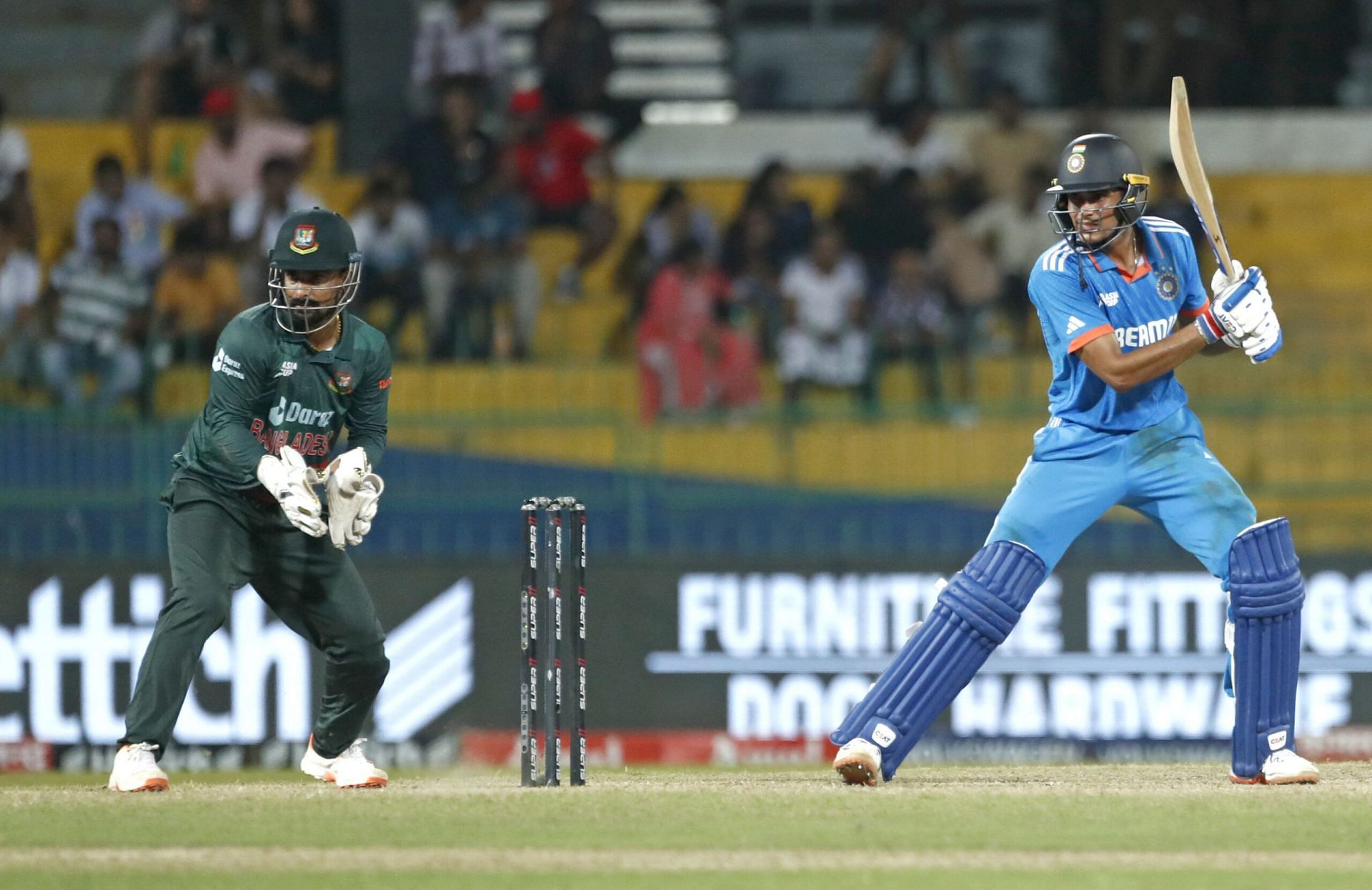 Will Shubman Gill (right) get his first World Cup half-century in this match?