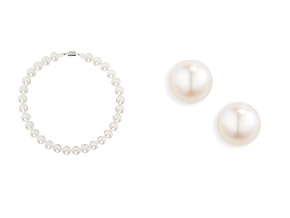 The Numbering White #9716 necklace and the Mikimoto Akoya pearl earrings (Image via Numbering White/Mikimoto Akoya website)