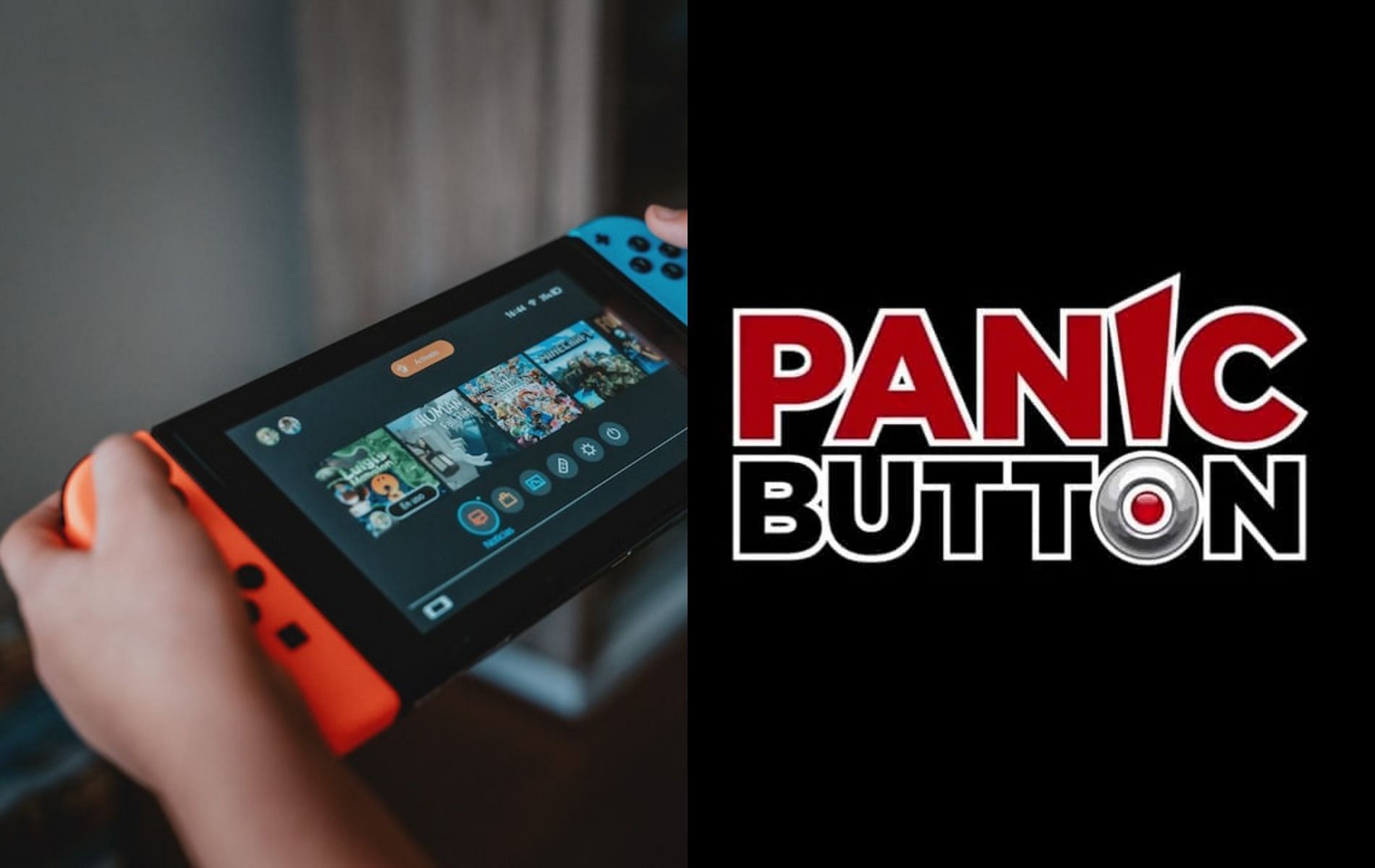 Cover art featuring Nintendo Switch and official Panic Button logo
