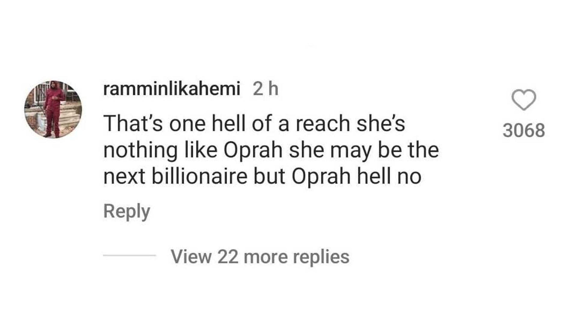 One fan says Yung Miami is nothing like Oprah. (Image via Instagram/@theshaderoom)