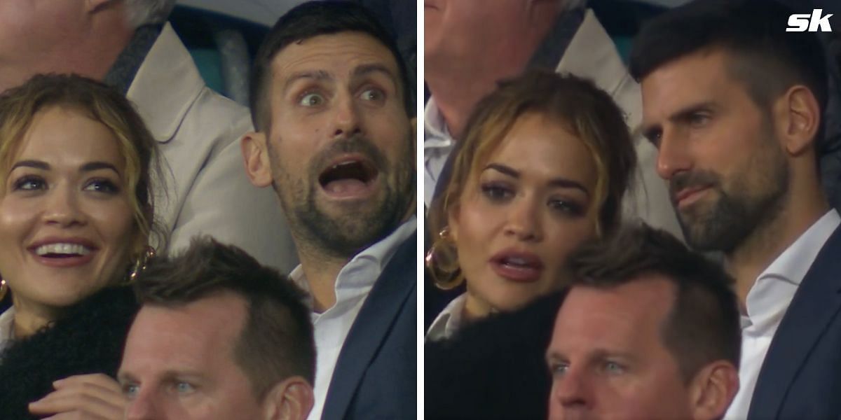 Novak Djokovic and Rita Ora at the Rugby World Cup final