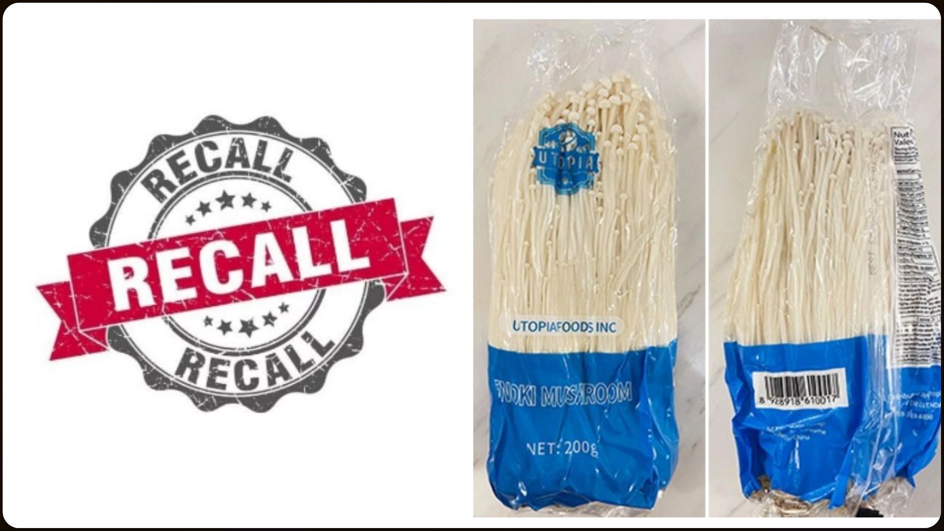 Utopia Foods Inc. recalls Enoki Mushrooms over Listeria contamination concerns (Image via FDA)