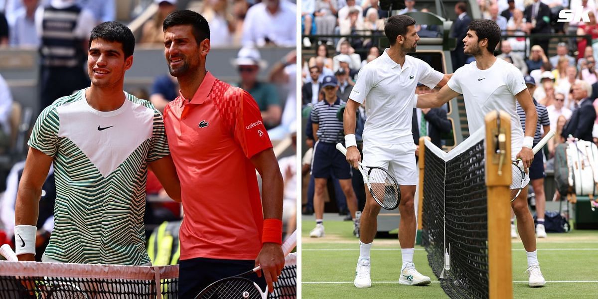 Carlos Alcaraz played against Novak Djokovic at 2023 French Open and the 2023 Wimbledon Championships.