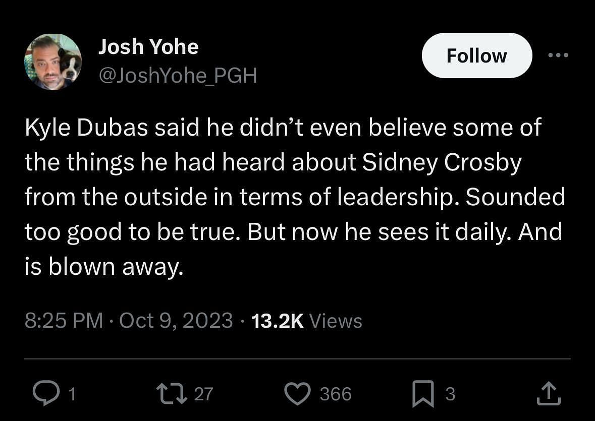 GM Dubas quoted by Josh Yohe (Credit: Twitter)