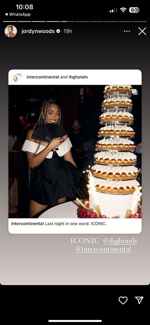 Jordyn Woods and her birthday cake in Paris.