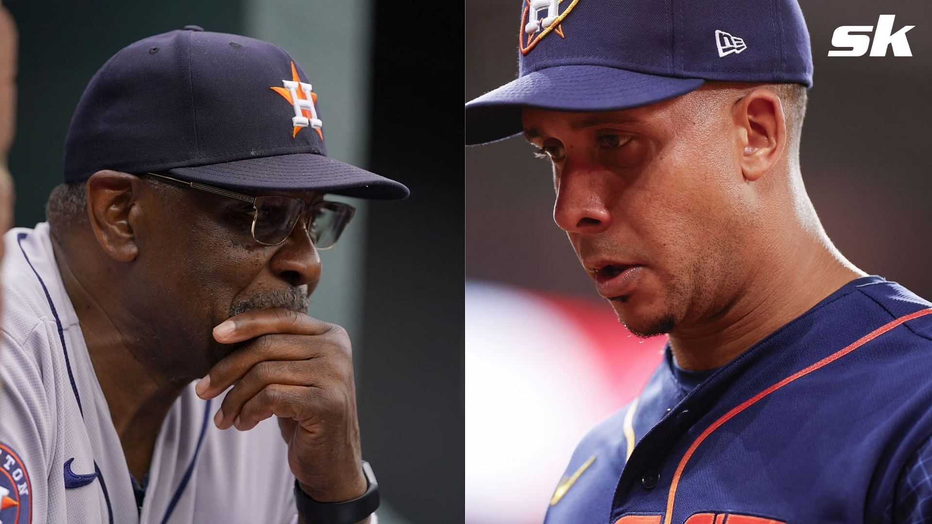 Houston Astros Manager Dusty Baker and Michael Brantley
