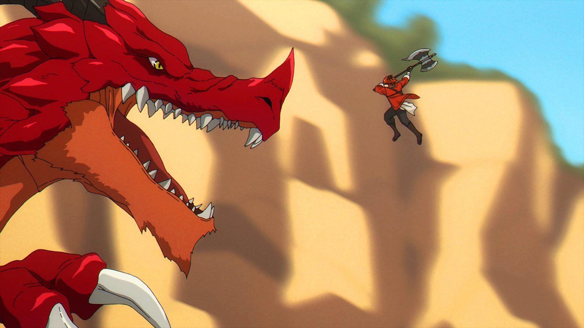 Stark defeats the dragon in Frieren anime episode 6 (Image via Madhouse)