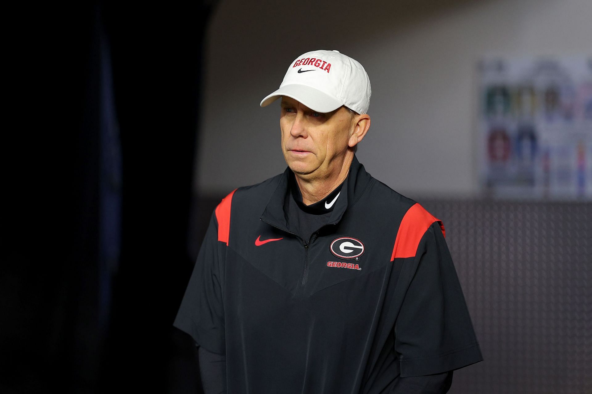 Georgia Bulldogs offensive coordinator Todd Monken looks on before the College Football Playoff National Championship game against the TCU Horned Frogs at SoFi Stadium on January 09, 2023, in Inglewood, California.
