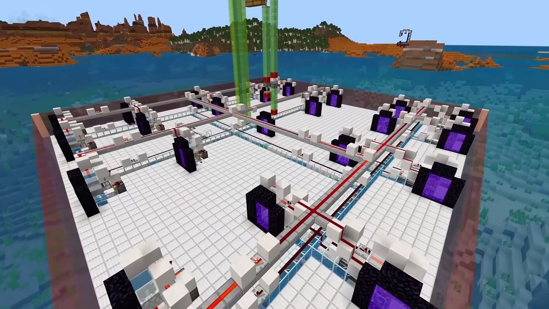 This guardian farm utilizes the power of Nether portals to kill off guardians en masse (Image via Silentwisperer/YouTube)