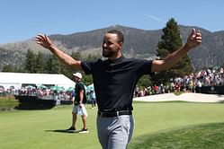 “Only got one option”: Stephen Curry recreates iconic Tiger Woods ‘Stinger’ shot with Andre Iguodala and Michelle Wie on 'Niiice Shot'
