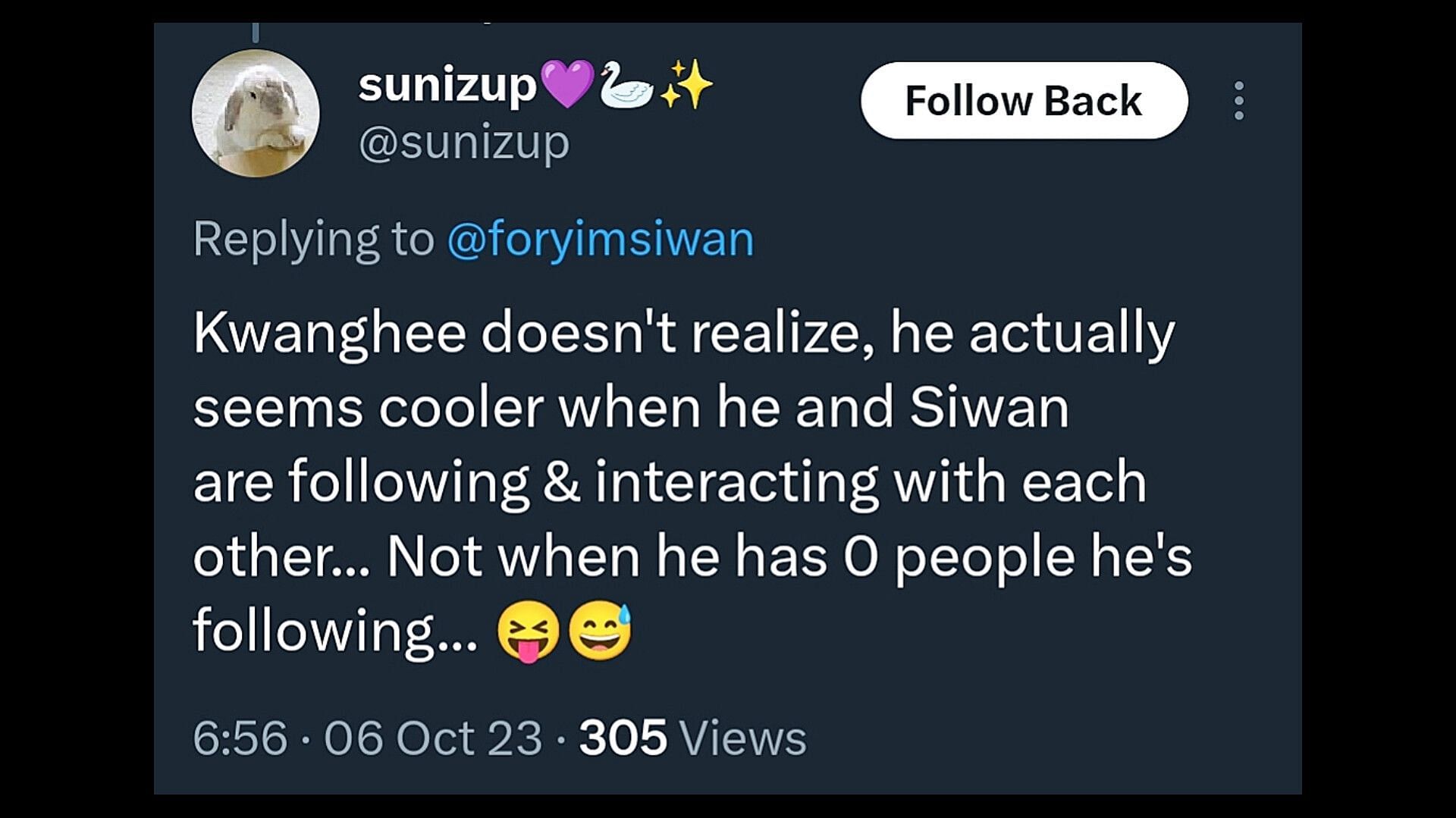 Fans talking about Kwanghee&#039;s reason for unfollowing Summer Strike actor. (Image via sunizup/X)