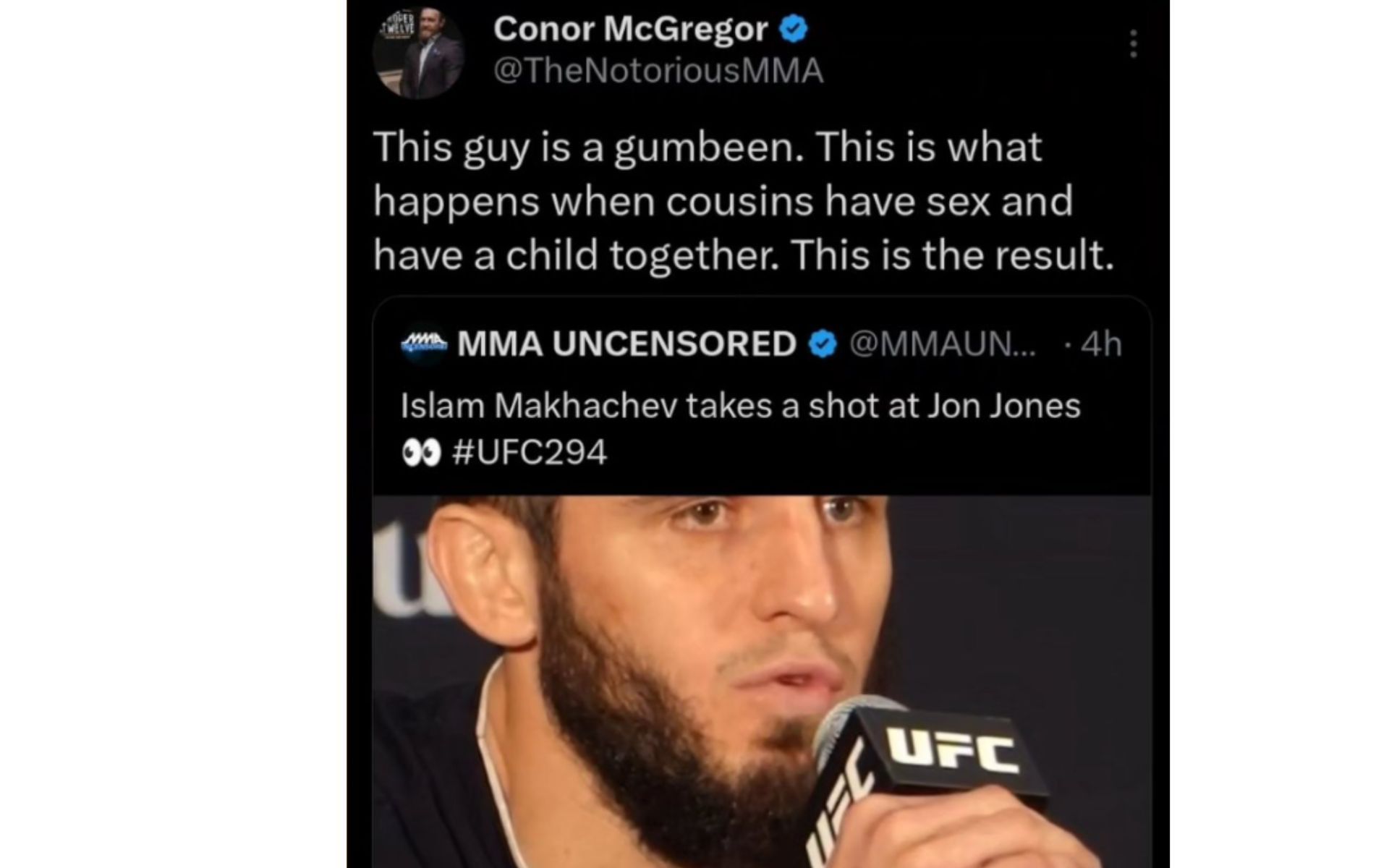 Screenshot of McGregor&#039;s tweet