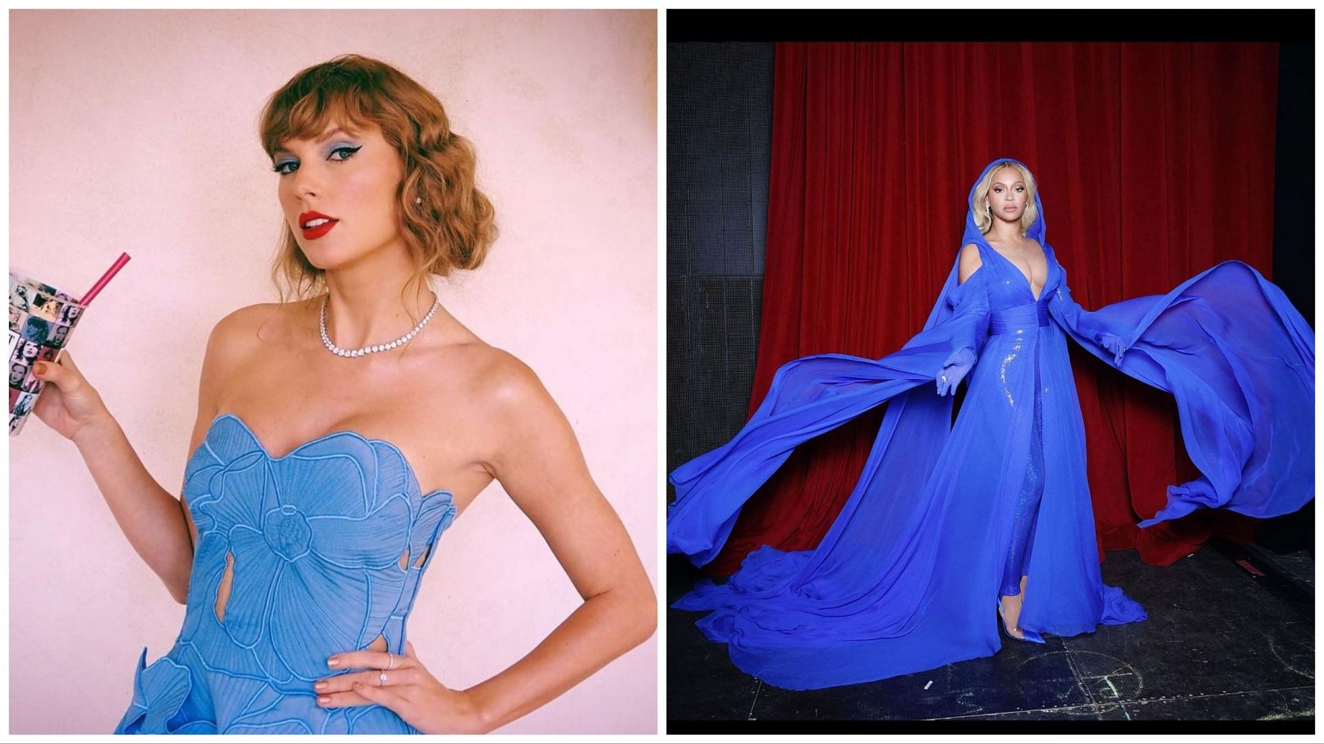 Portraits of Taylor Swift and Beyonce (Images via official Instagram @beyonce and @taylorswift)