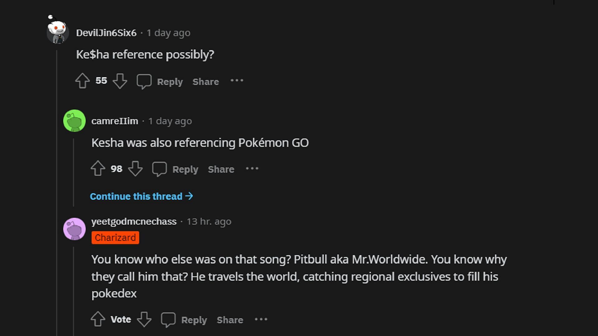 Trainers satirically claim that other music artists are Pokemon GO fans.  (Image via Reddit)