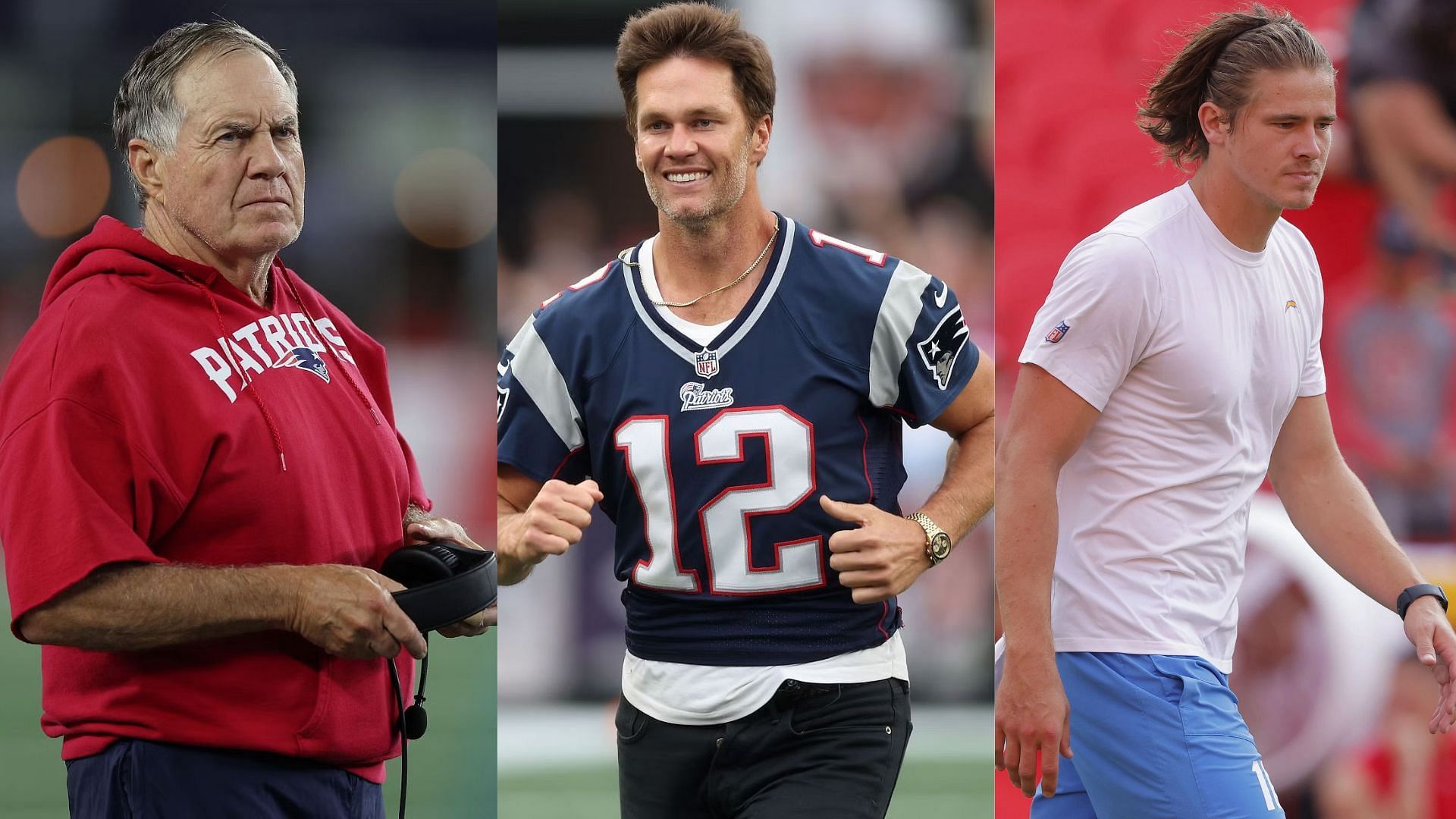 Bill Belichick, Tom Brady, and Justin Herbert