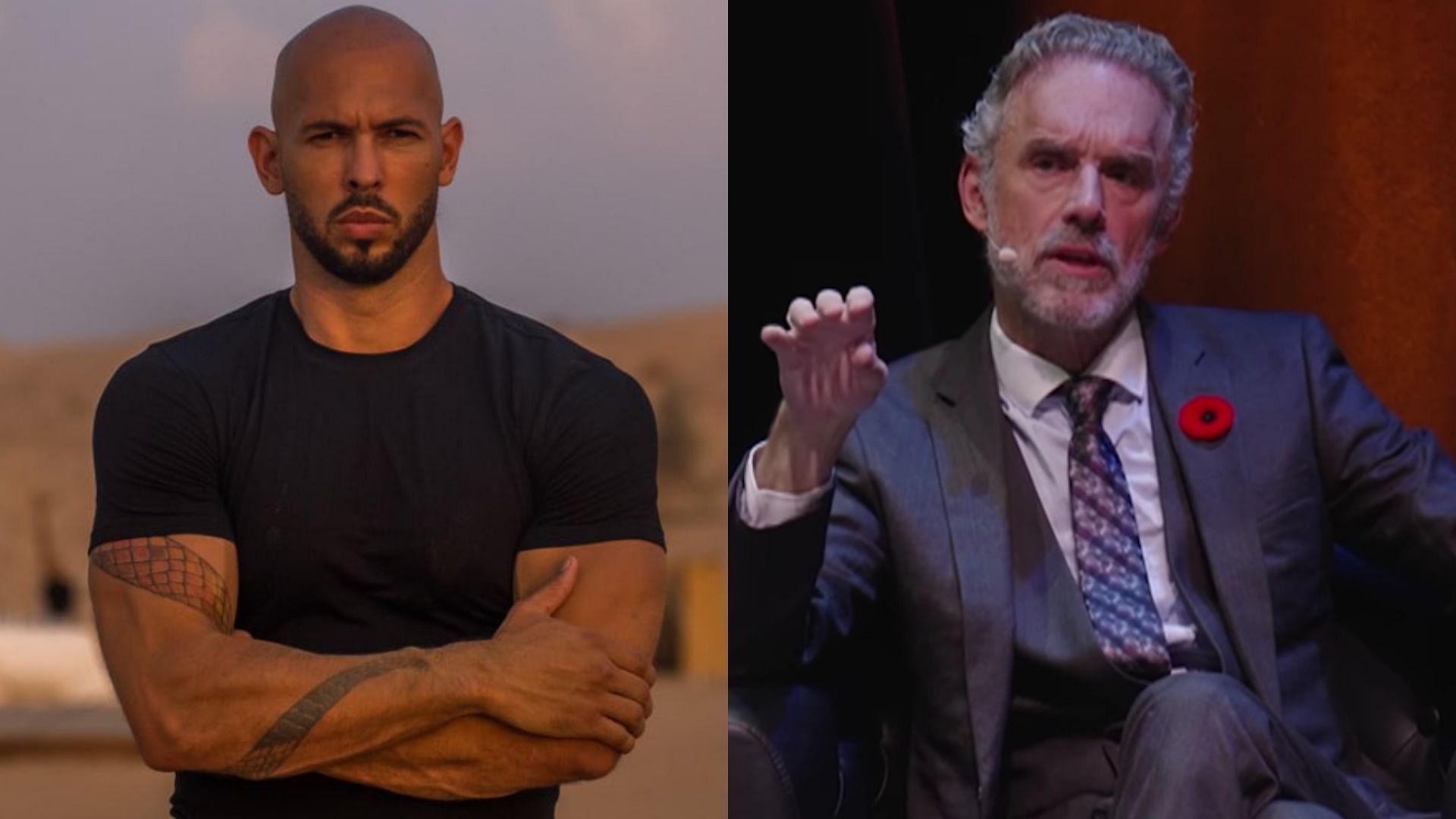 Andrew Tate (left), Jordan Peterson (right) [Images courtesy of @cobratate on X &amp; @jordan.b.peterson on Instagram]