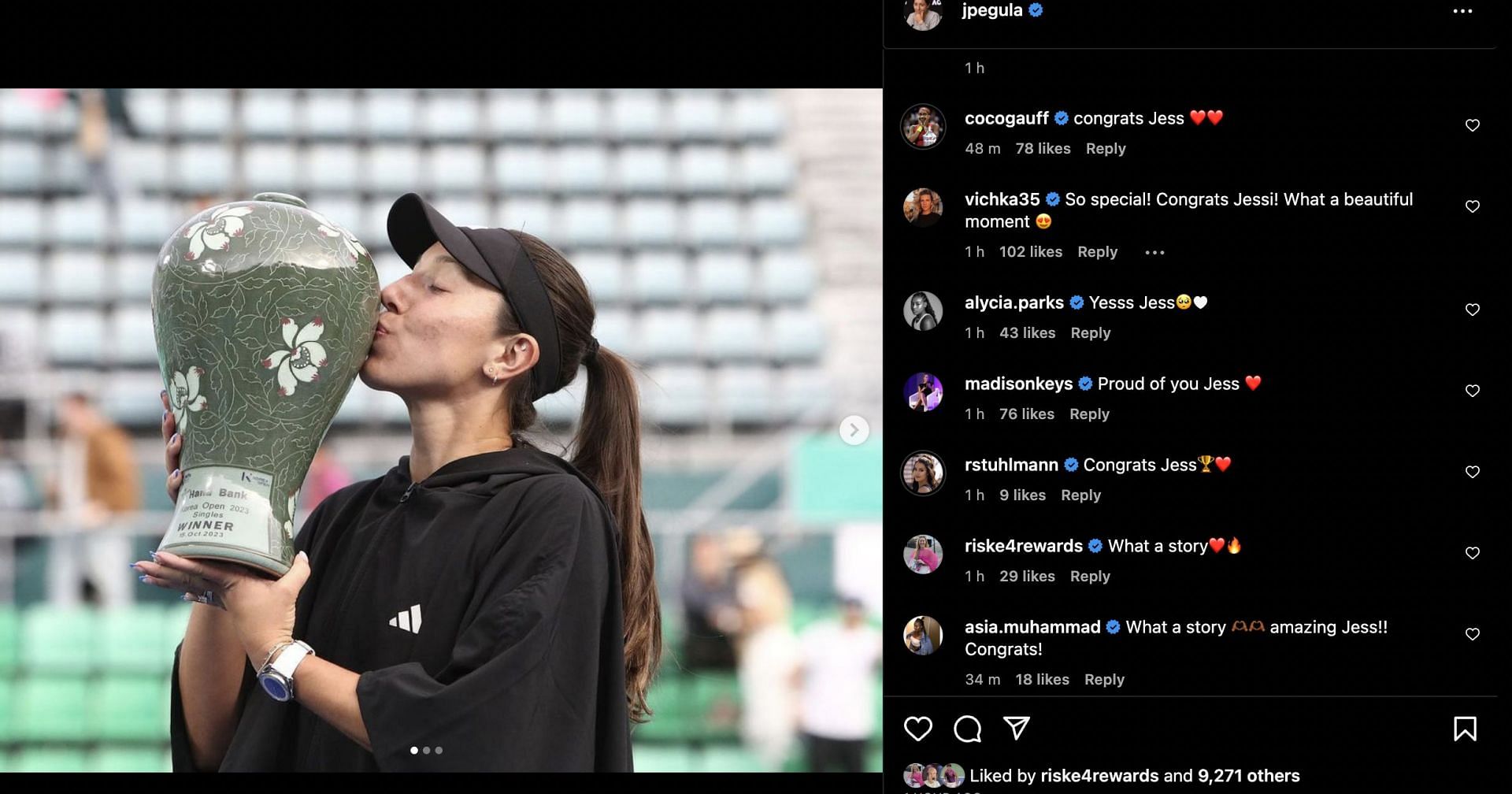Jessica Pegula receives wishes from tennis players
